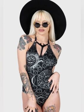 Killstar Lunar Tide Halter Bathing Suit NWT Size M